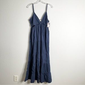 Lucky Brand Maxi Dress Women’s Large Adjustable Straps Sleeveless cut out A1